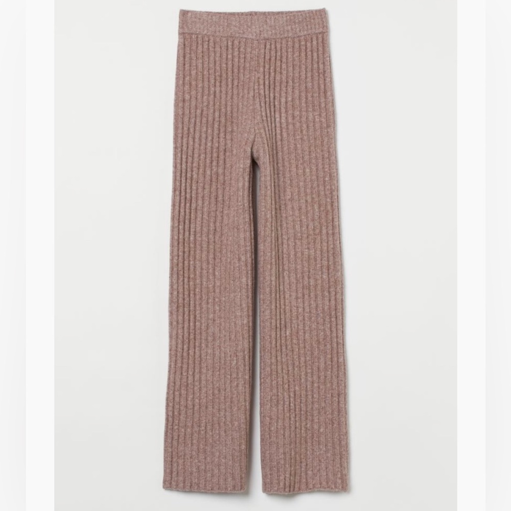 MAMA Rib-knit Wool-blend Pants. Medium
